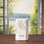 Hexagon Ceramic Tzedakah Box , Gold Accents – Rite Lite – view 4