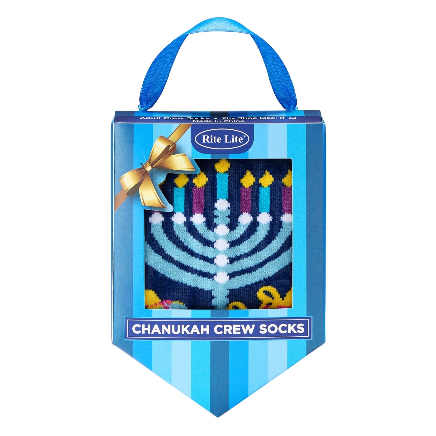 tyn-sock-a15-bx-1 “Ugly Sweater” Chanukah Adult Crew Socks In Dreidel Box – Rite Lite