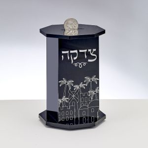 Black Acrylic Hexagon Tzedakah Box - Rite Lite